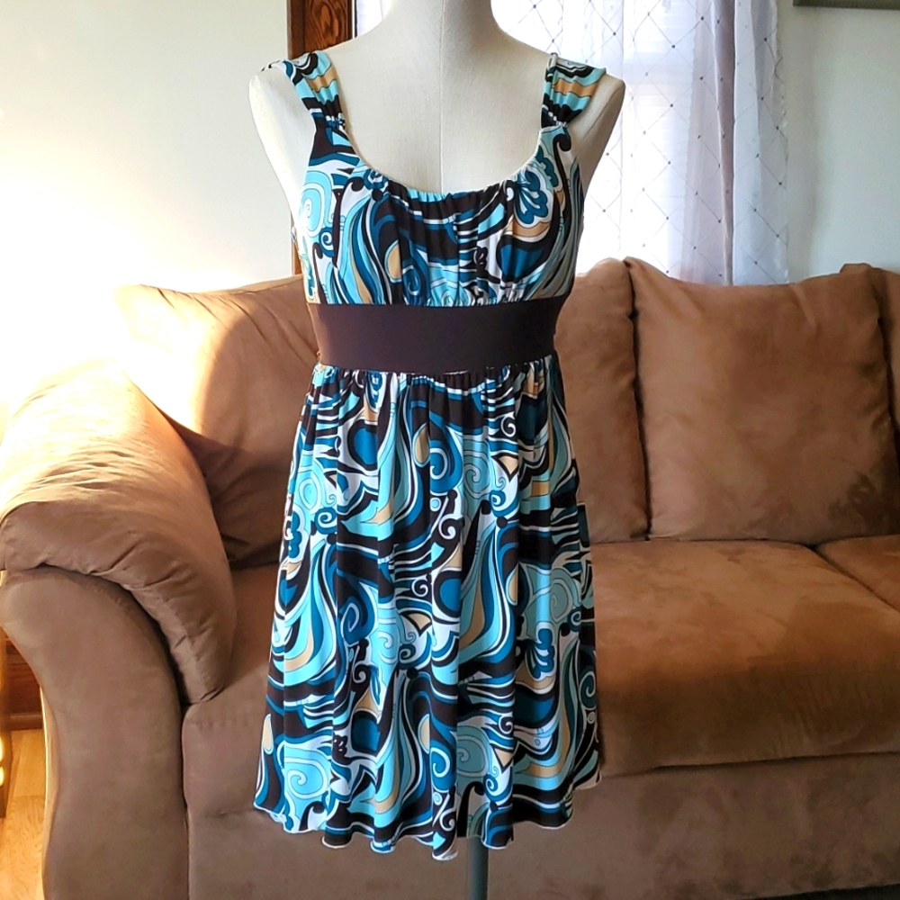 La Belle Fit & Flare Knit Turquoise Dress Size M